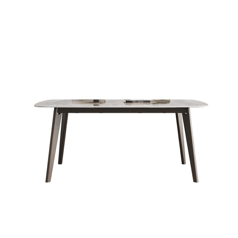 Modern Style Dining Table Sintered Stone Table with Wooden Base