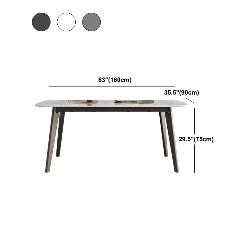 Modern Style Dining Table Sintered Stone Table with Wooden Base