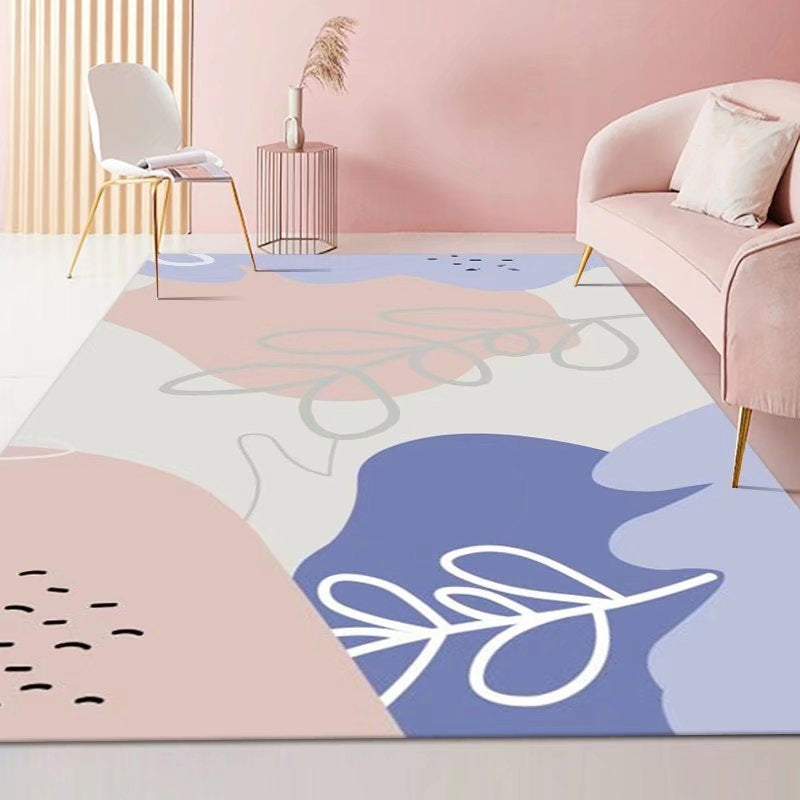 Purple Modern Rug Polyester Contrast Color Indoor Rug Stain Resistant Rug for Home Decor