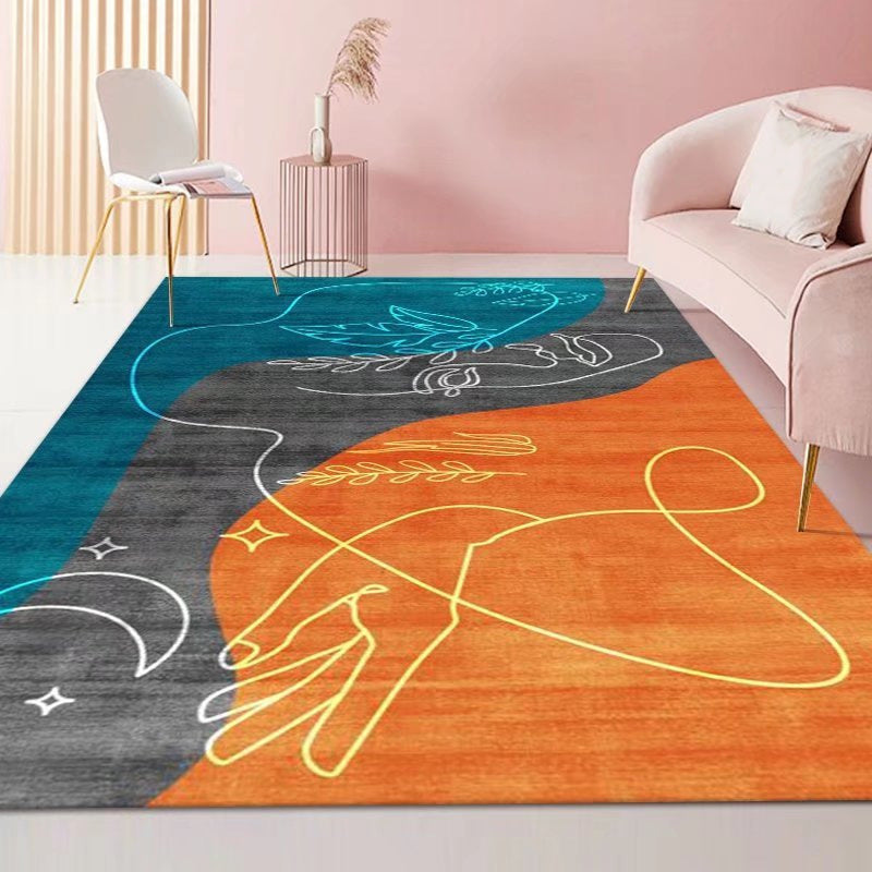 Purple Modern Rug Polyester Contrast Color Indoor Rug Stain Resistant Rug for Home Decor