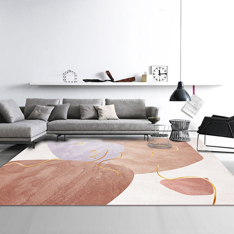 Pink Nordic Carpet Polyester Color Piece Carpet Washable Rug for Drawing Room
