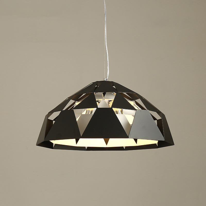 Chandelier de 3 têtes contemporaines suspendues avec une teinte en métal finition noire diamant suspendu suspendu lampe