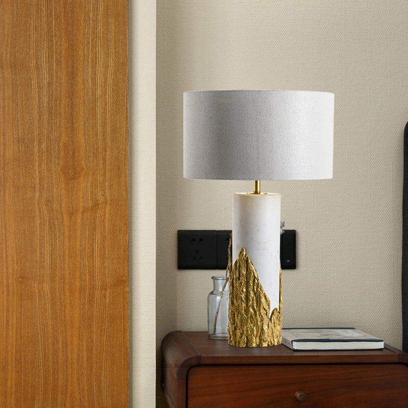 1 tâche de chevet d'éclairage modernisme lampe de table de nuit blanche avec une teinte en tissu de cylindre