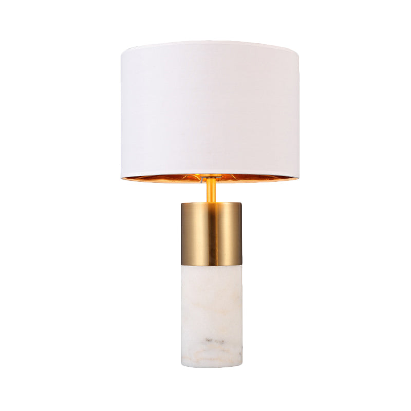 1 tête de bureau cylindrique lampe à tissu moderne Lumière en blanc avec base en marbre