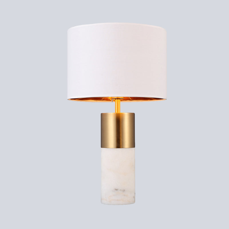1 tête de bureau cylindrique lampe à tissu moderne Lumière en blanc avec base en marbre