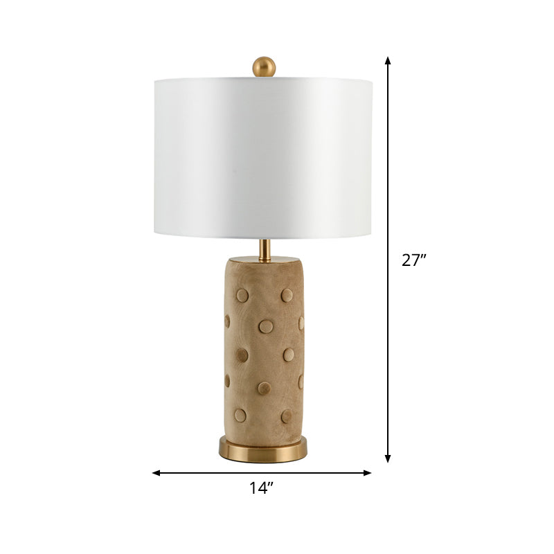 Gerade Schatten -Taskbeleuchtung Modernismus Stoff 1 Lampen Nachttischlampe in Weiß