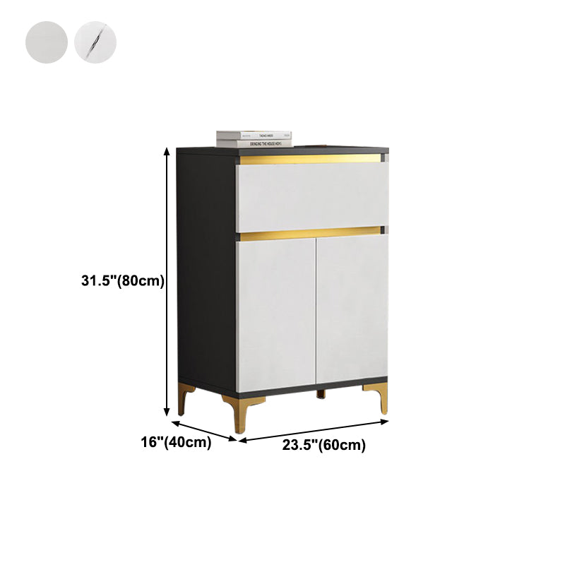 Modern Engineered Wood Sideboard White Server with Drawer for Living R