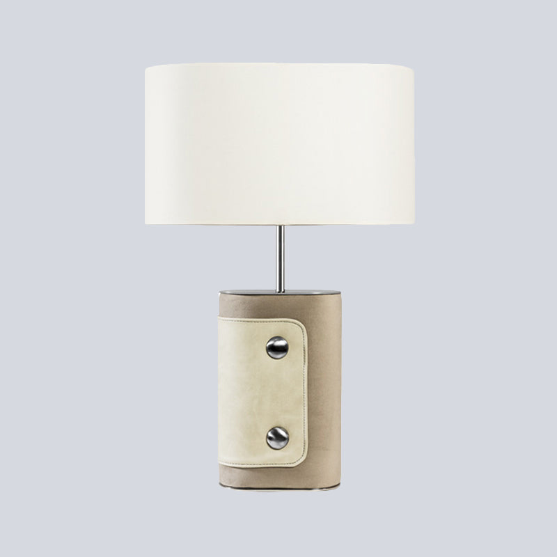 Shaded Table Light Contemporary Fabric 1 Head Small Desk Lamp in White for Bedroom