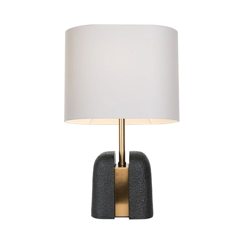 Lampada da comodino modernista a 1 lampadina Lampada da lettura oblunga nera con paralume in tessuto