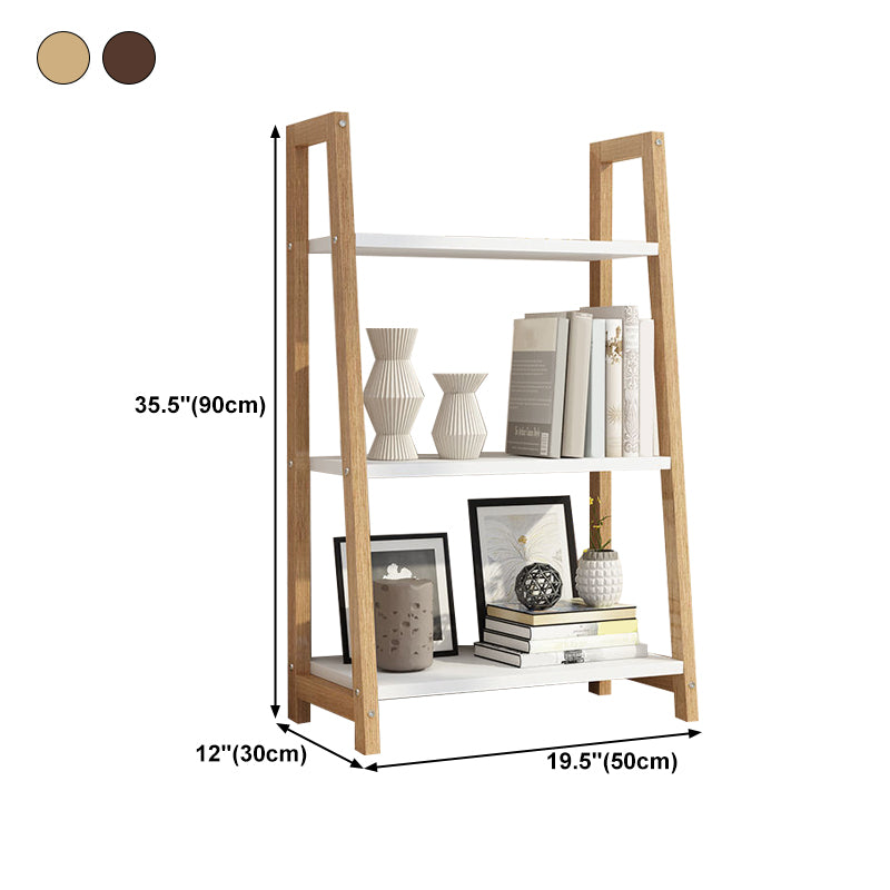 Wooden Etagere Bookcase Modern Bookshelf with Rectangular Shelves