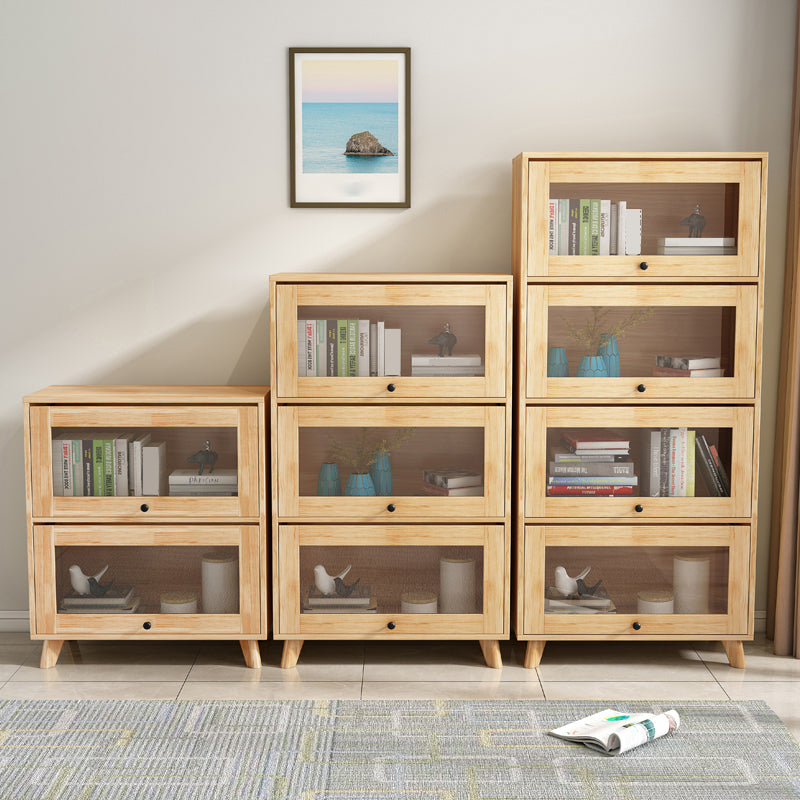 Contemporary Wooden Bookcase Vertical Closed Back Bookshelf for Home Office