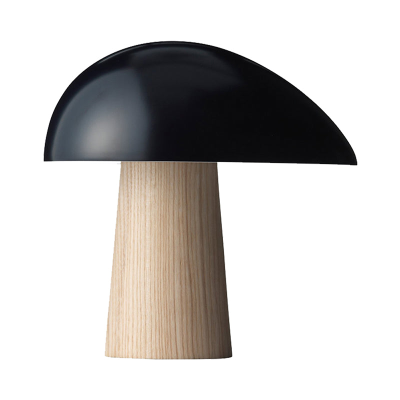 Lampada da comodino ombreggiata a LED Illuminazione da lavoro contemporanea in metallo in nero con base in legno
