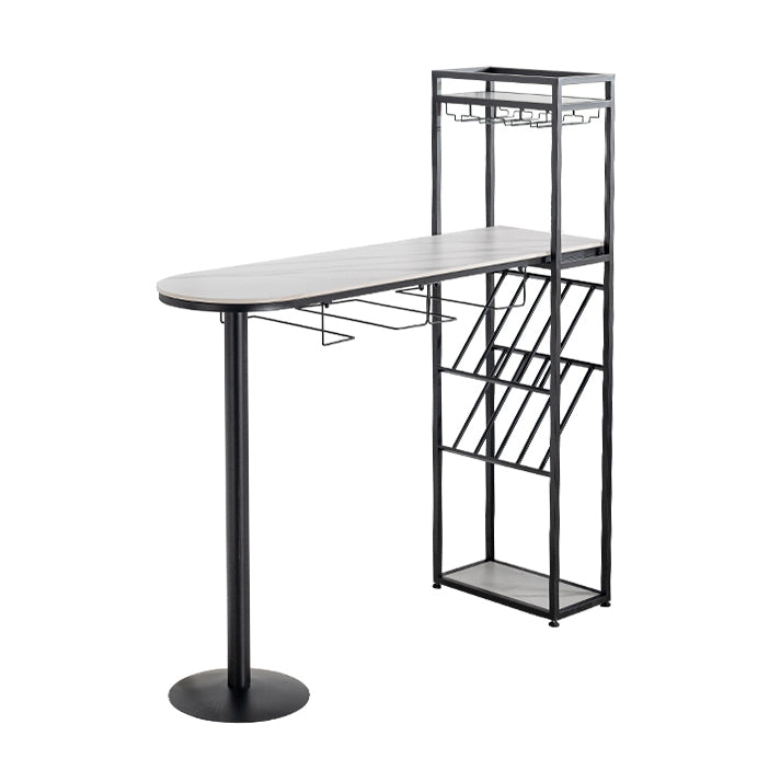 Glam Iron 41.3"H Bar Table White Specialty Top Indoor Bistro Table with Wine Rack