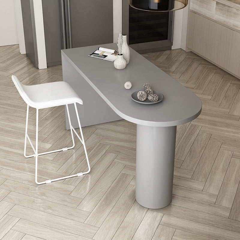 Wood Top and Wood Pedestal Dining Table Contemporary Bar Table for Island