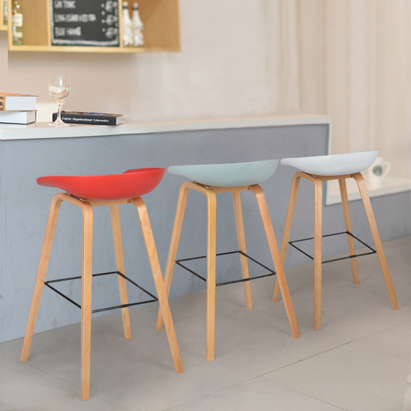 Modern Counter Bucket Bar Stool Armless Plastic Bar Stool with Footrest