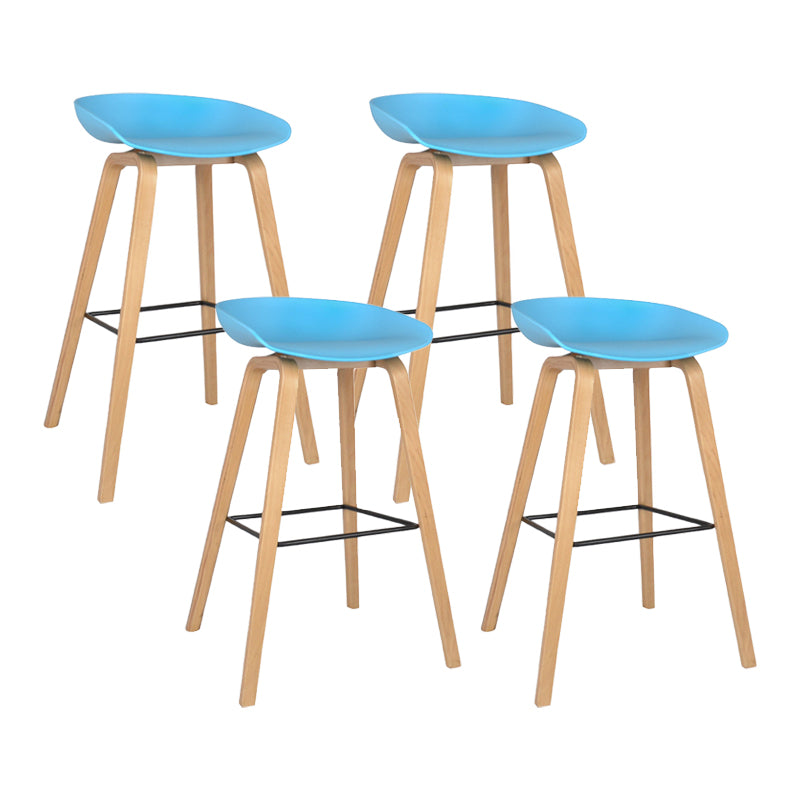 Modern Counter Bucket Bar Stool Armless Plastic Bar Stool with Footrest