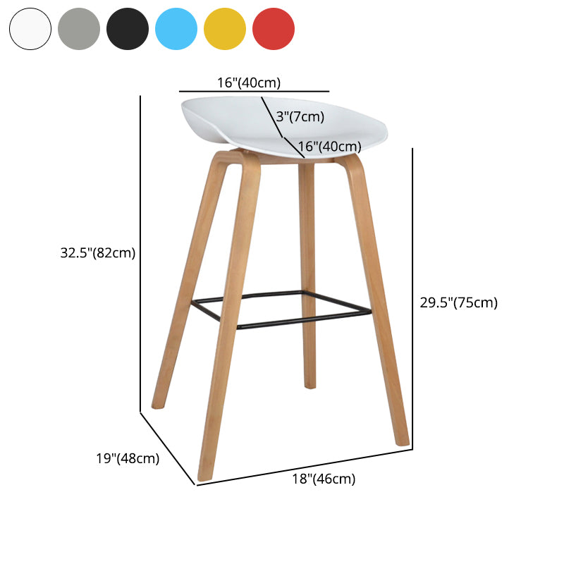 Modern Counter Bucket Bar Stool Armless Plastic Bar Stool with Footrest