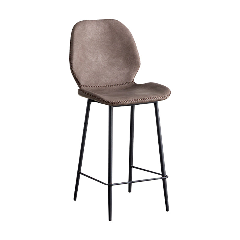 Contemporary Leather Bar Stools Indoor Barstool with Iron Legs and Low Back