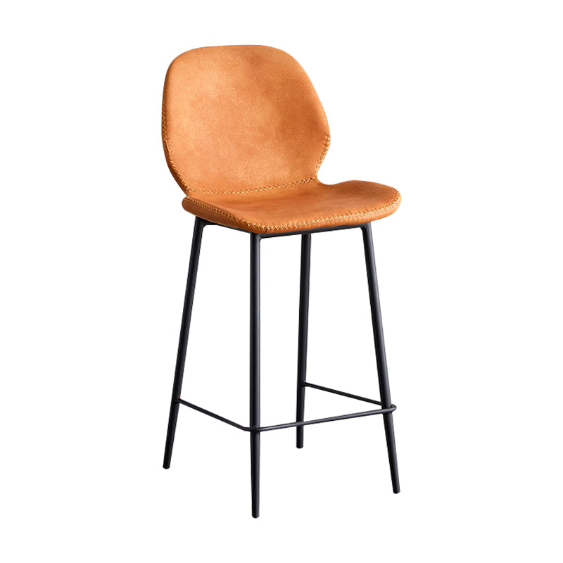 Contemporary Leather Bar Stools Indoor Barstool with Iron Legs and Low Back