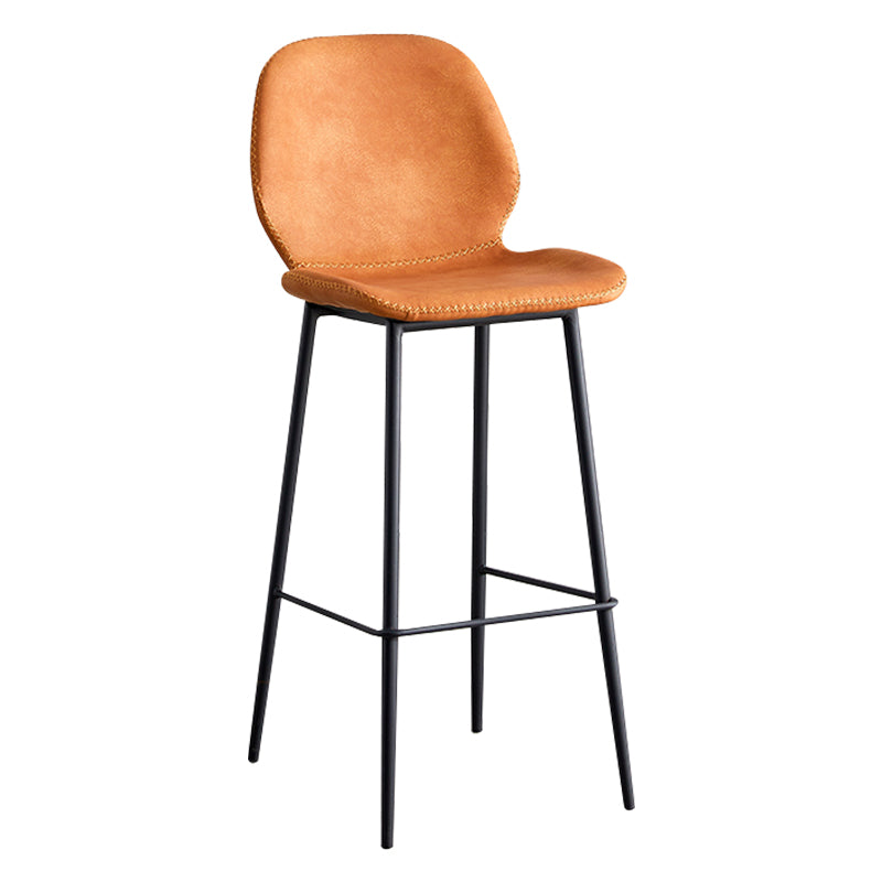 Contemporary Leather Bar Stools Indoor Barstool with Iron Legs and Low Back