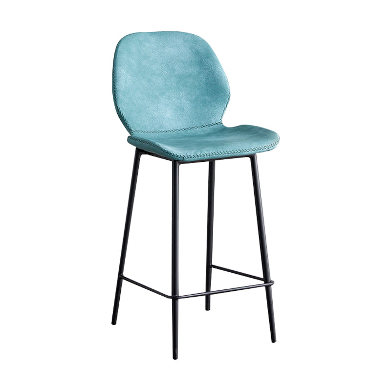 Contemporary Leather Bar Stools Indoor Barstool with Iron Legs and Low Back
