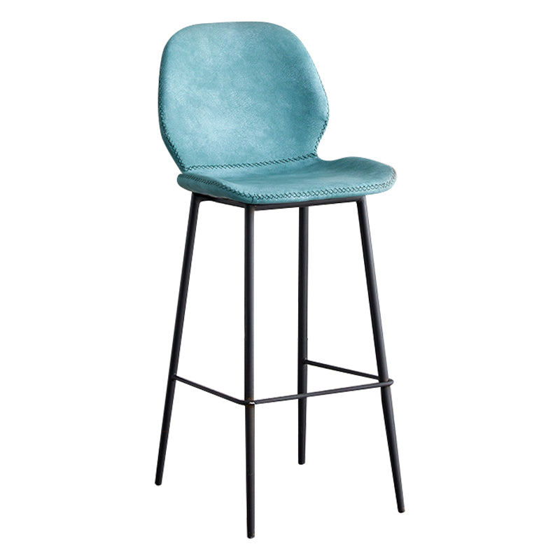 Contemporary Leather Bar Stools Indoor Barstool with Iron Legs and Low Back