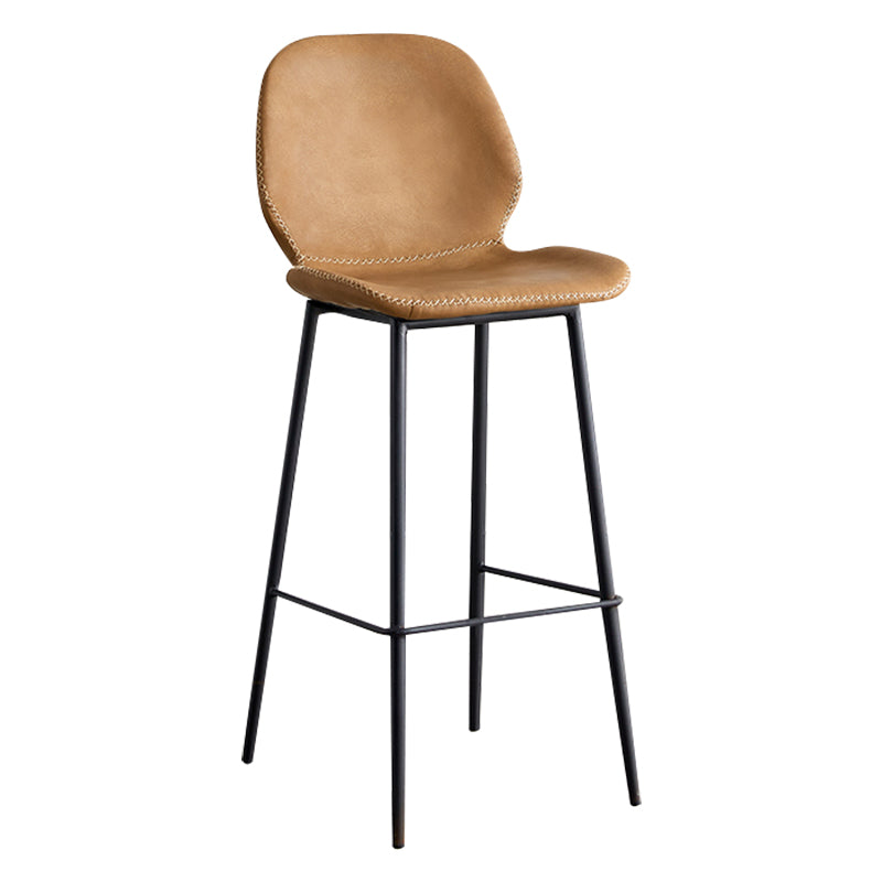 Contemporary Leather Bar Stools Indoor Barstool with Iron Legs and Low Back