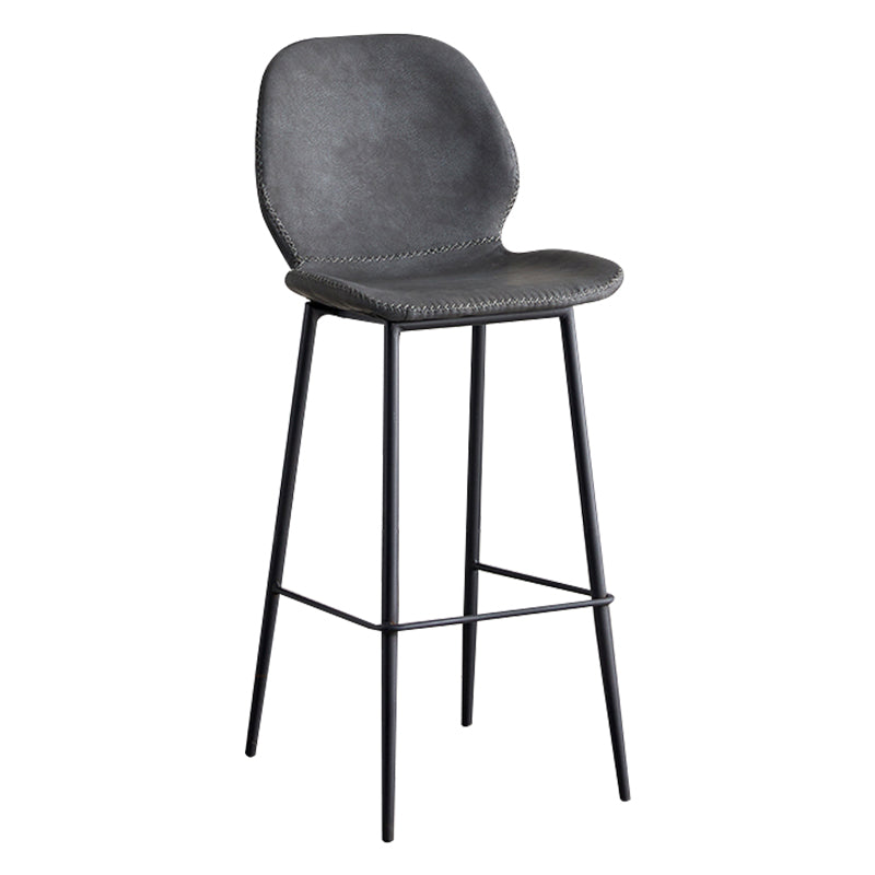 Contemporary Leather Bar Stools Indoor Barstool with Iron Legs and Low Back