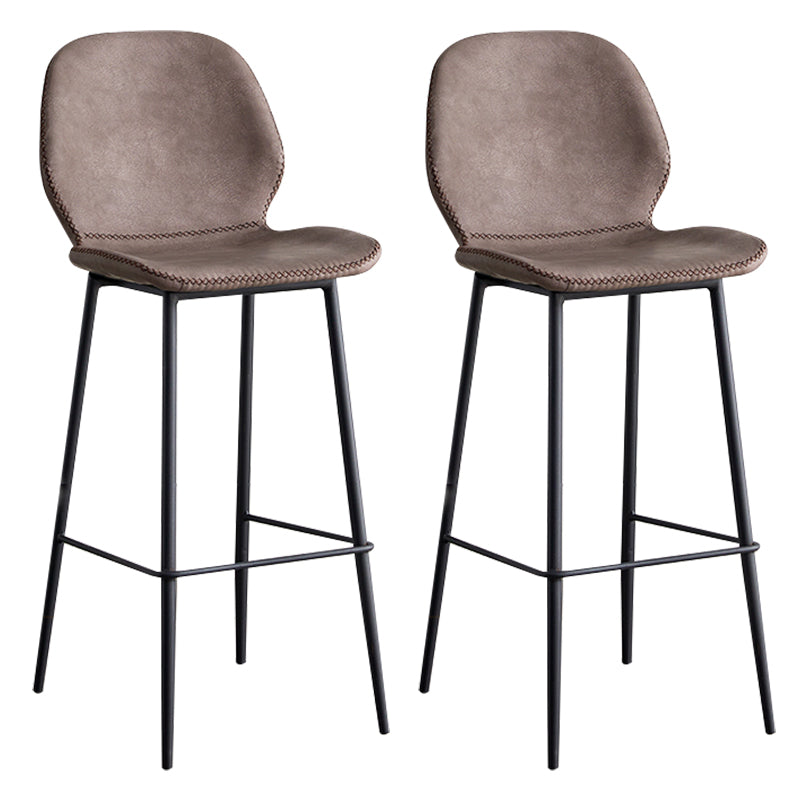 Contemporary Leather Bar Stools Indoor Barstool with Iron Legs and Low Back