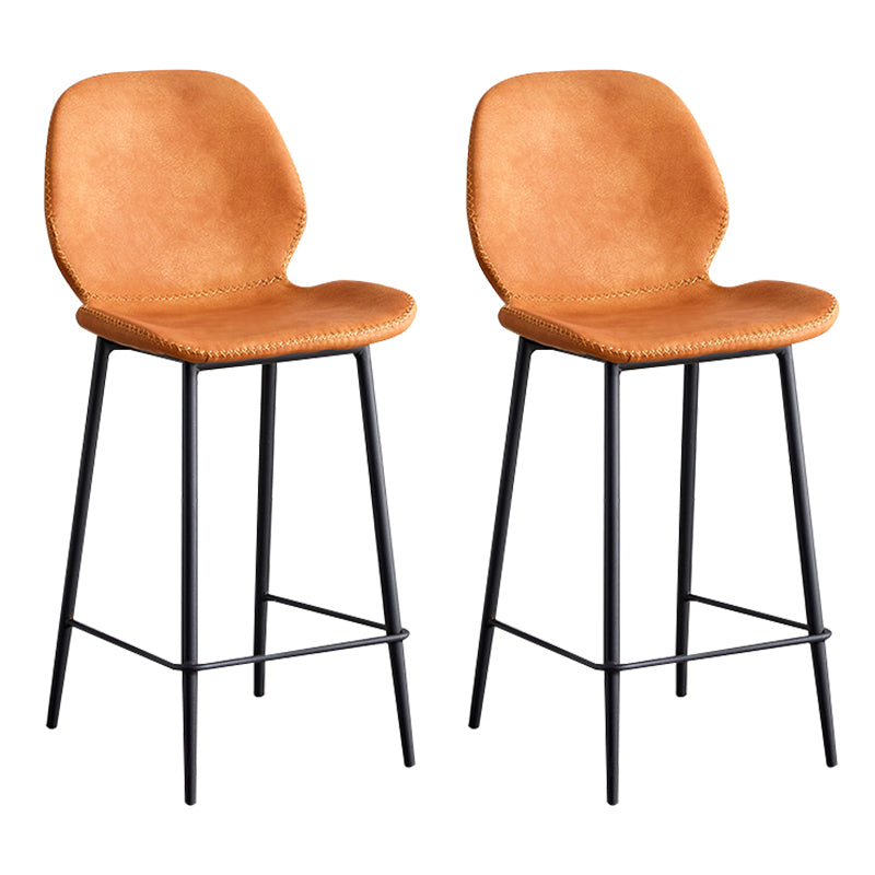 Contemporary Leather Bar Stools Indoor Barstool with Iron Legs and Low Back