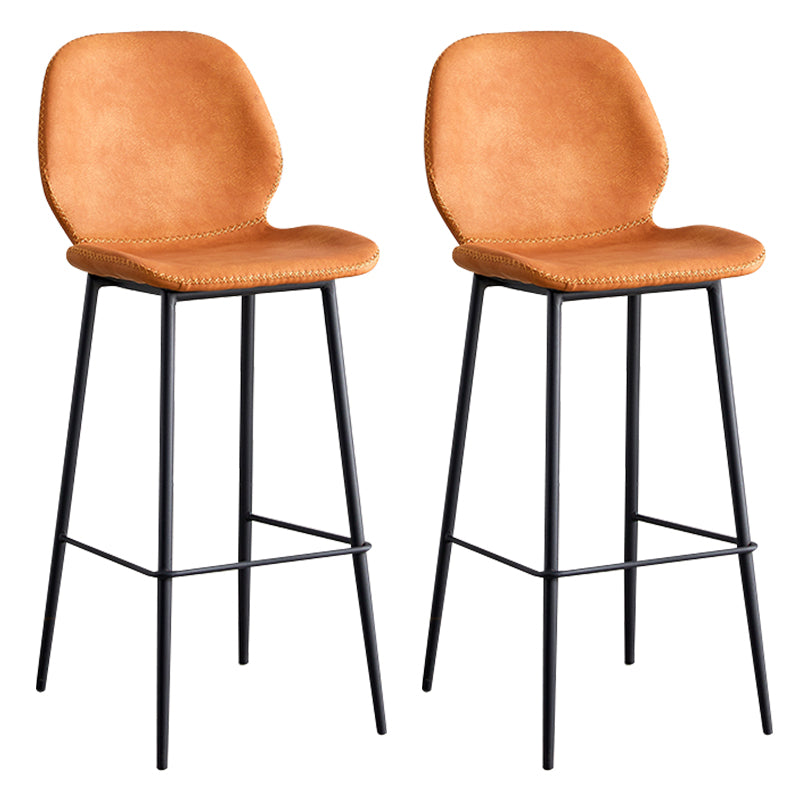 Contemporary Leather Bar Stools Indoor Barstool with Iron Legs and Low Back