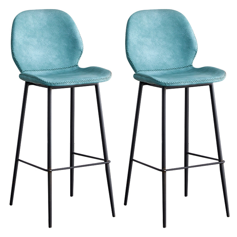 Contemporary Leather Bar Stools Indoor Barstool with Iron Legs and Low Back