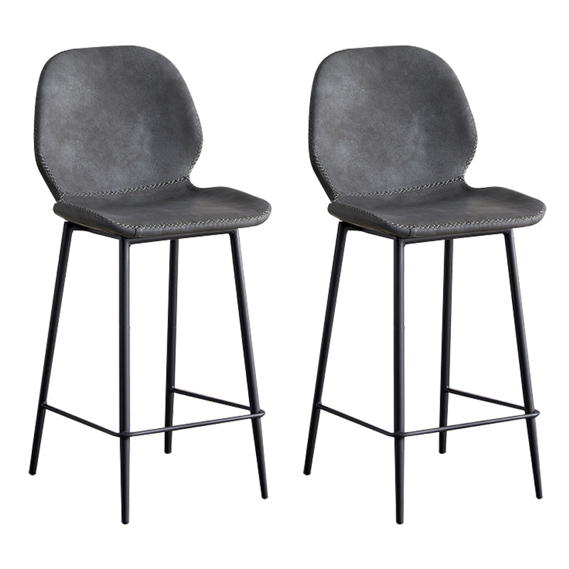 Contemporary Leather Bar Stools Indoor Barstool with Iron Legs and Low Back