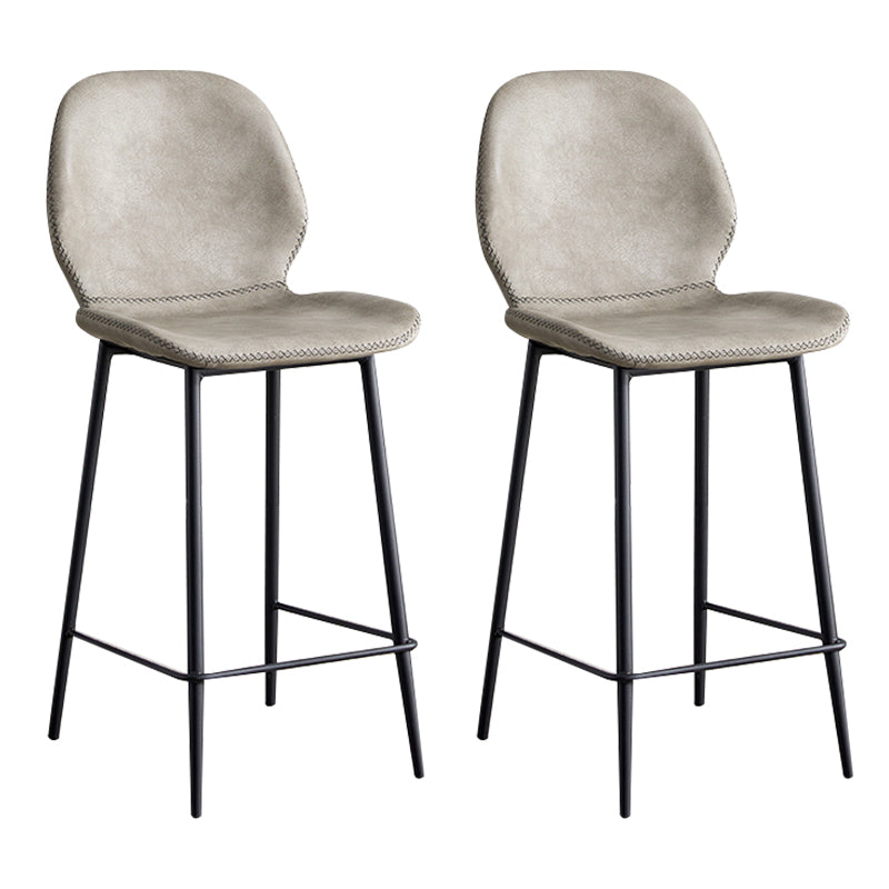 Contemporary Leather Bar Stools Indoor Barstool with Iron Legs and Low Back