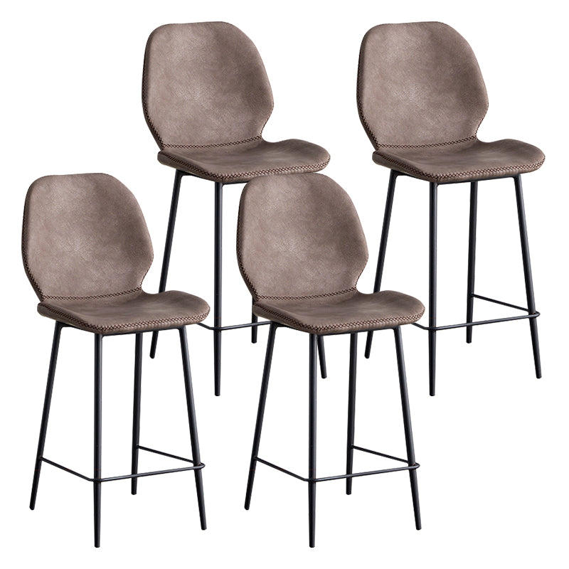 Contemporary Leather Bar Stools Indoor Barstool with Iron Legs and Low Back