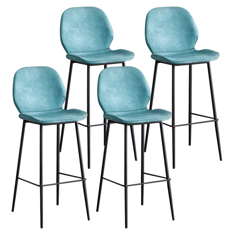 Contemporary Leather Bar Stools Indoor Barstool with Iron Legs and Low Back