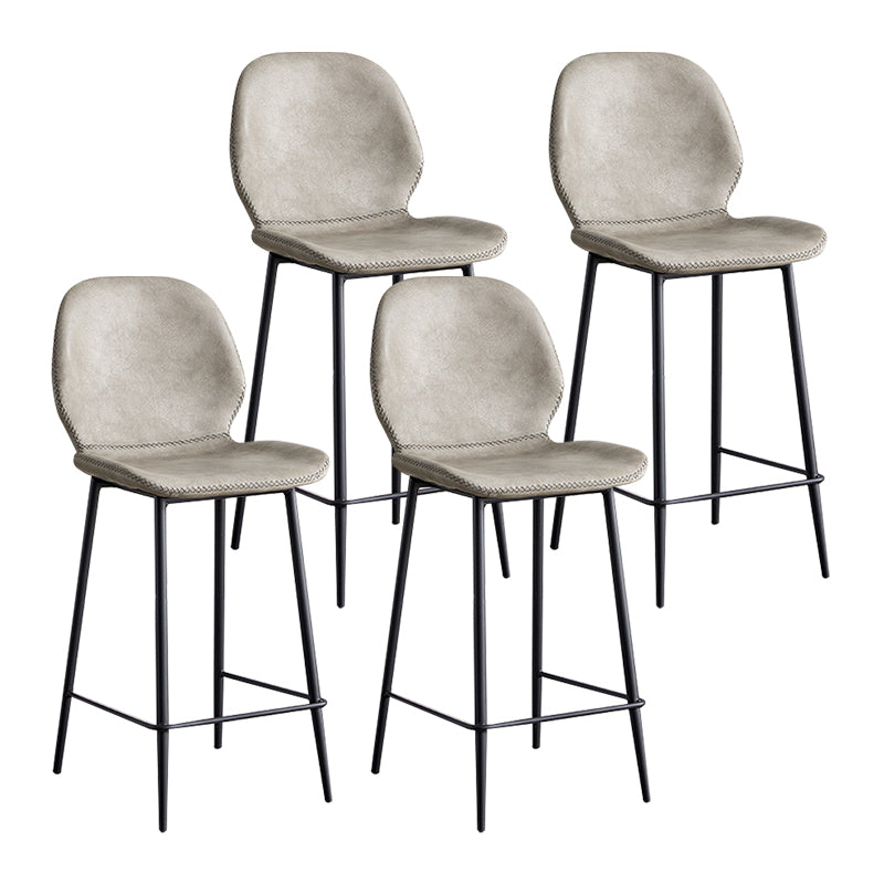 Contemporary Leather Bar Stools Indoor Barstool with Iron Legs and Low Back