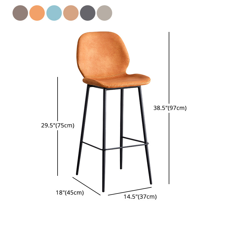 Contemporary Leather Bar Stools Indoor Barstool with Iron Legs and Low Back