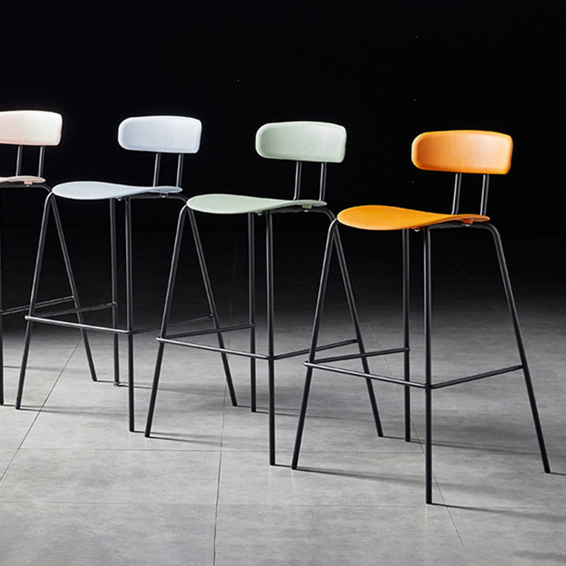 Nordic Style Leather Seat Backrest Bar Chair Front Desk High Chair