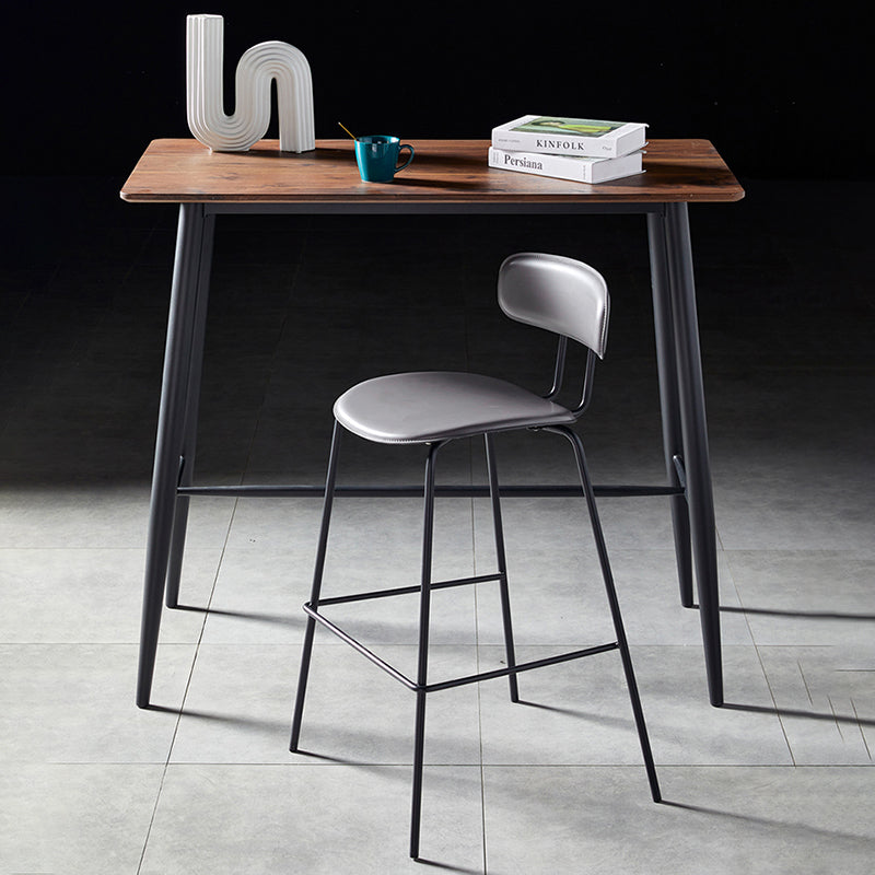 Nordic Style Leather Seat Backrest Bar Chair Front Desk High Chair