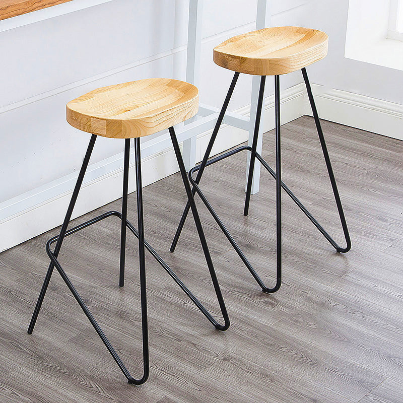Modern Style Solid Wood Bar Stool with Footrest Bistro Bar Stool