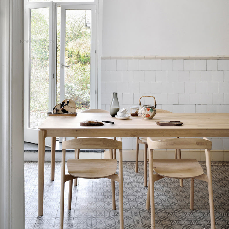 Rectangle Wood Color Dining Table Ashwood Solid Wood Table Modern with 4 Legs