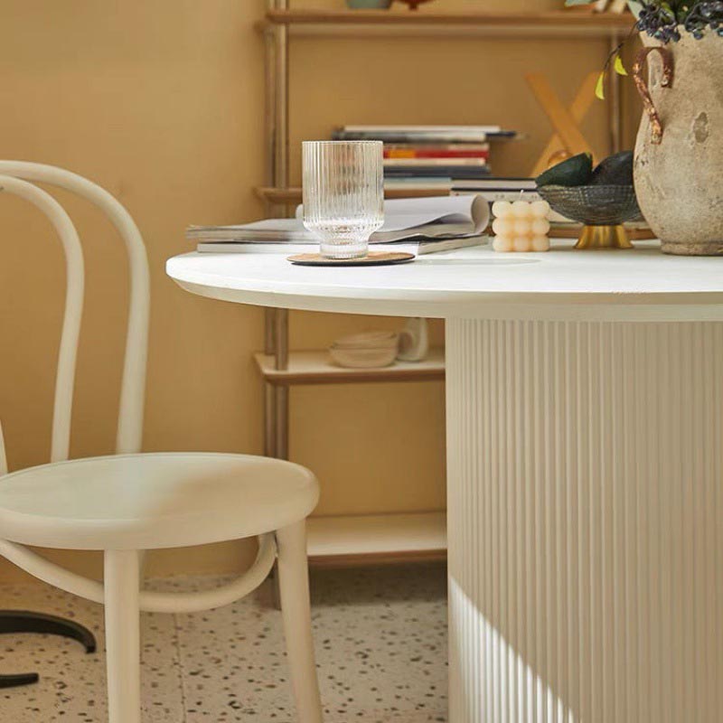 Simplicity Round Restaurant Table White Stone Top Dining Table for Living Room