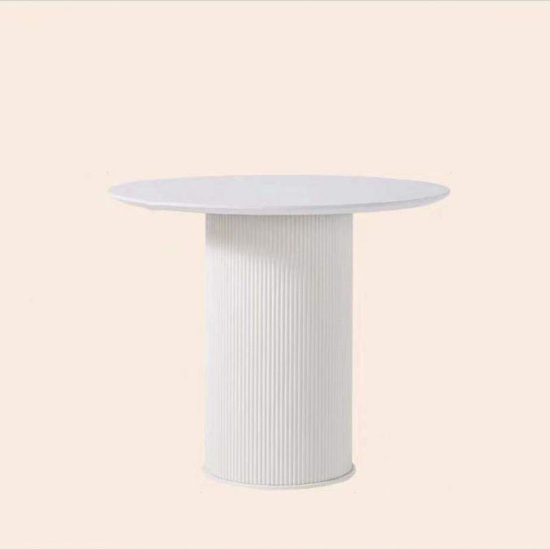 Simplicity Round Restaurant Table White Stone Top Dining Table for Living Room
