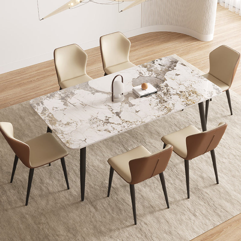 Modern 4 Legs Dining Table Sintered Stone Rectangle Table for Home