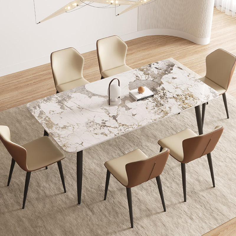 Modern 4 Legs Dining Table Sintered Stone Rectangle Table for Home
