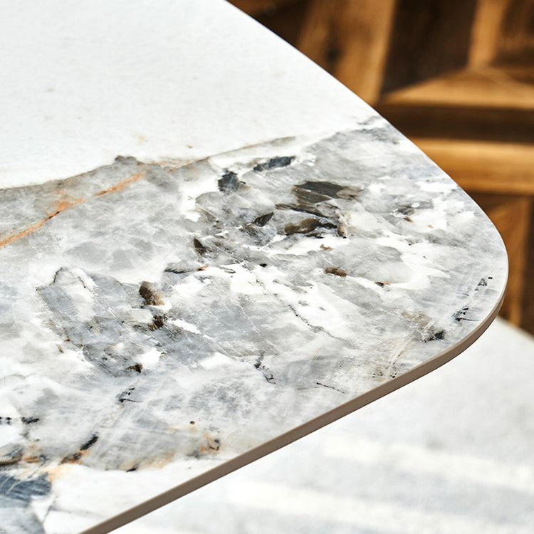 Industrial Sintered Stone Table for Restaurant Rectangle Dining Table with Double Pedestal