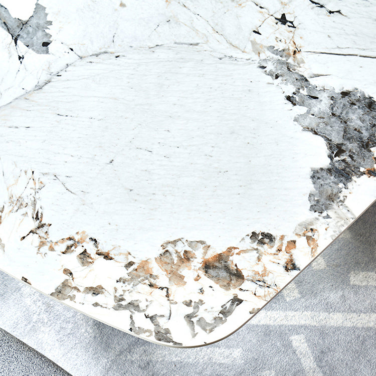 Industrial Sintered Stone Table for Restaurant Rectangle Dining Table with Double Pedestal