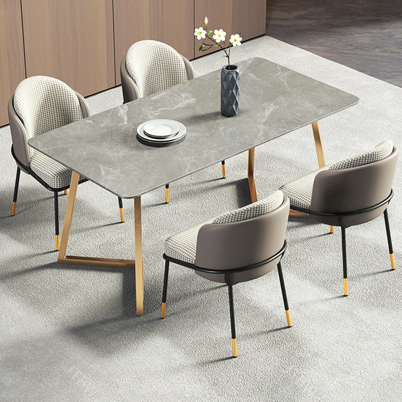 Modern White with Marble Counter Table Rectangle Dining Table for Kitchen