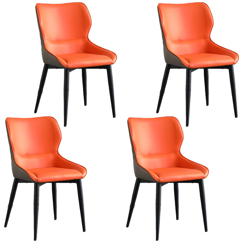 Industrial Style Armless Wingback Side Chairs Faux Leather Side Chair
